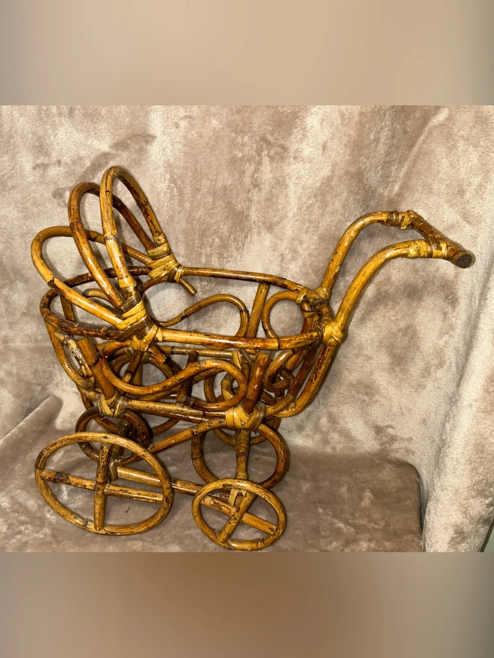 Vintage Wicker Rattan Baby Carriage Cottagecore Nursery Decor Basket  Whimsical